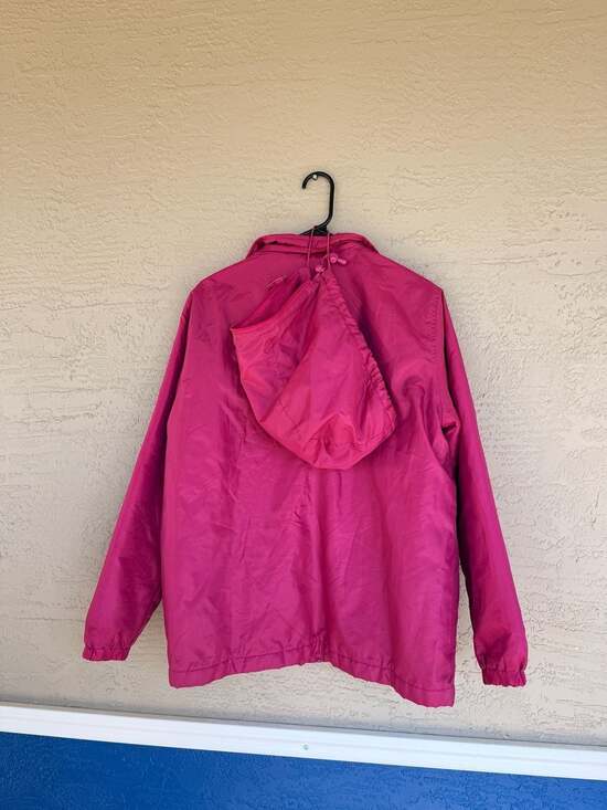 Totes Pink Fleece-Lined Rain Jacket, Women's Size Small — Hooded Windbreaker - Picture 4 of 4